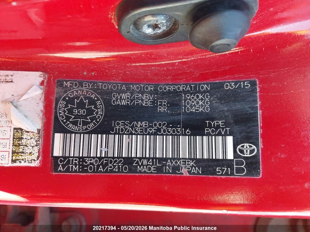 Aukcja sprzedaży 2015 Toyota Prius V, vin: JTDZN3EU9FJ030316, numer aukcji: 20217394