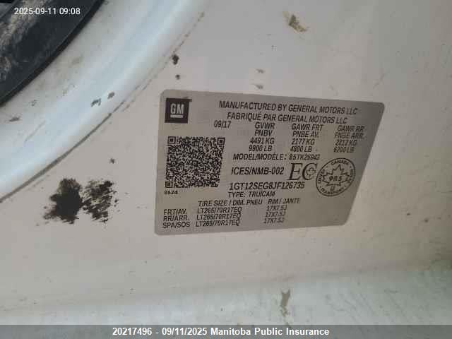1GT12SEG8JF126735 GMC L96 - E85 Max, Iron