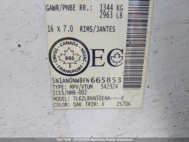 5N1AN0NW8FN665853 Nissan 2015