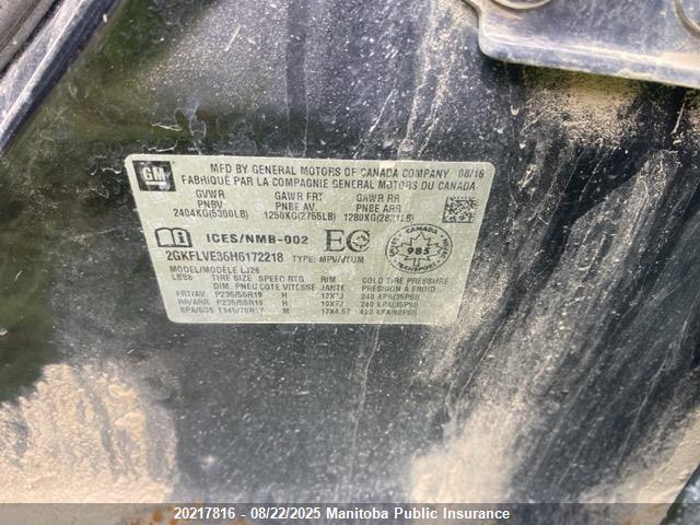 GMC lfx - sidi: spark ignited direct injection, vvt: variable valve timing, e85 max, alum 2017 2GKFLVE36H6172218 Image 9