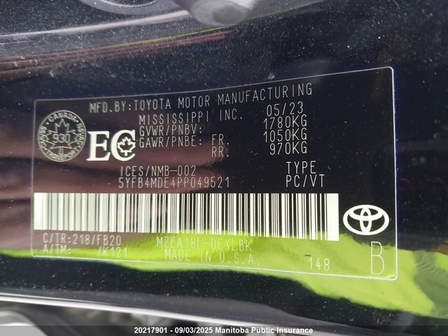 Toyota m20a-fks 2023 5YFB4MDE4PP049521 Image 9