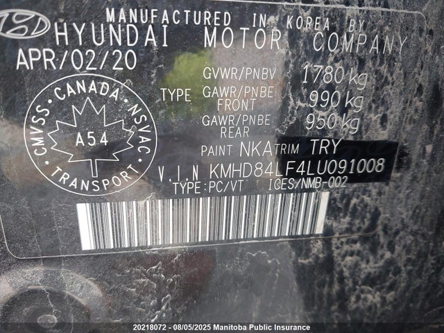 Hyundai mpi nu 2020 KMHD84LF4LU091008 Image 9