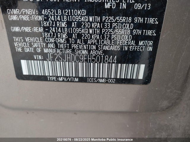 JF2SJHDC9EH501844 Subaru 2.5turbo c0