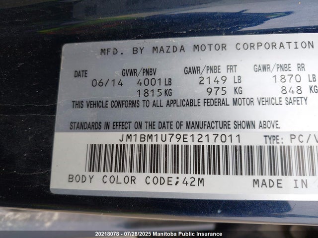 JM1BM1U79E1217011 Mazda pe