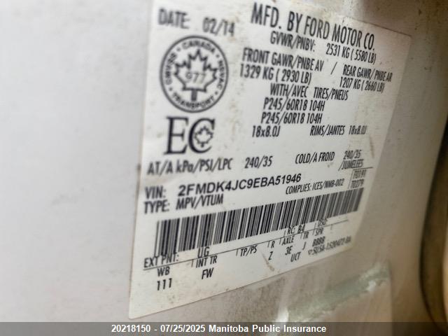 Ford Edge 2014 2FMDK4JC9EBA51946 Image 9