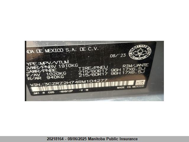 3CZRZ2H74RM104277 Honda k20z5