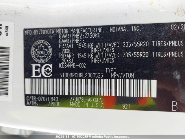5TDDBRCH8LS000525 Toyota a25a-fxs, 5nm+4nm