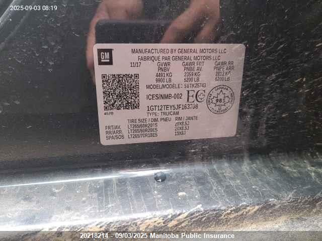 1GT12TEY5JF163708 GMC l5p - direct injection, duramax, gen 5, var 1