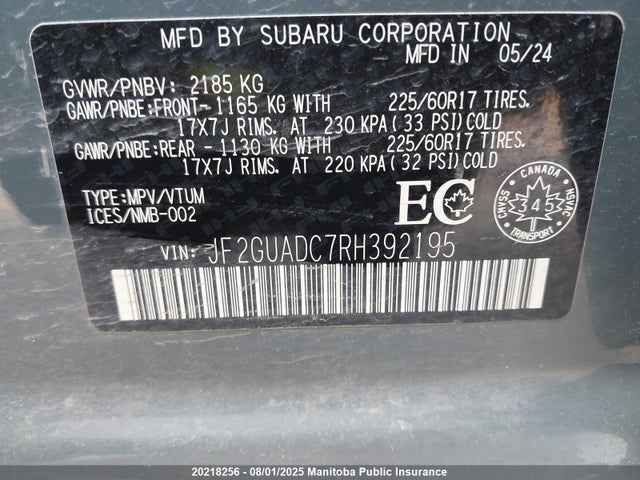 JF2GUADC7RH392195 Subaru na