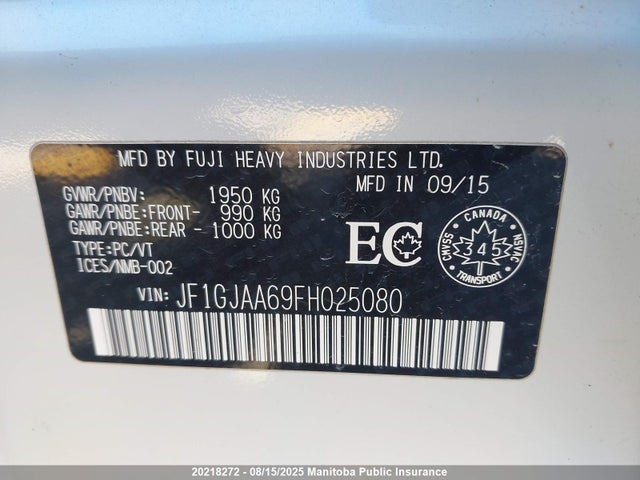 JF1GJAA69FH025080 Subaru 2.0l na
