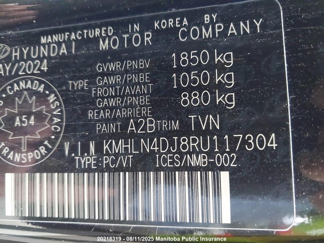 KMHLN4DJ8RU117304 Hyundai gdi kappa