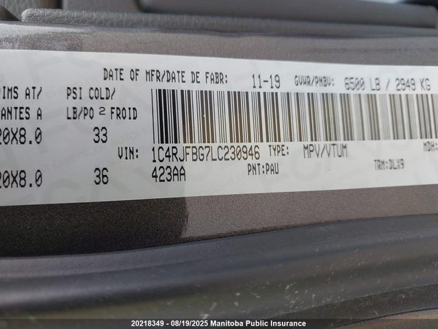 1C4RJFBG7LC230946 Jeep 2020