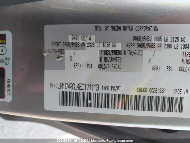 JM1CW2CL4E0171113 Mazda l5x
