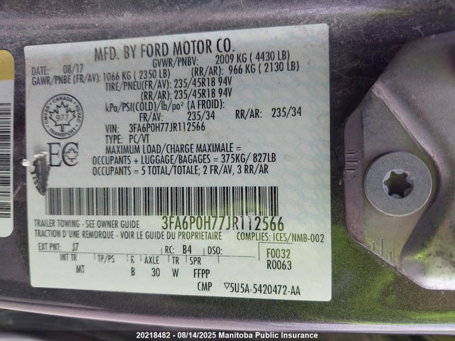 Ford 2018 2018 3FA6P0H77JR112566 Image 11
