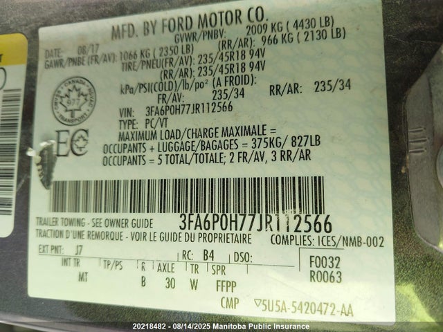 Ford 2018 2018 3FA6P0H77JR112566 Image 9