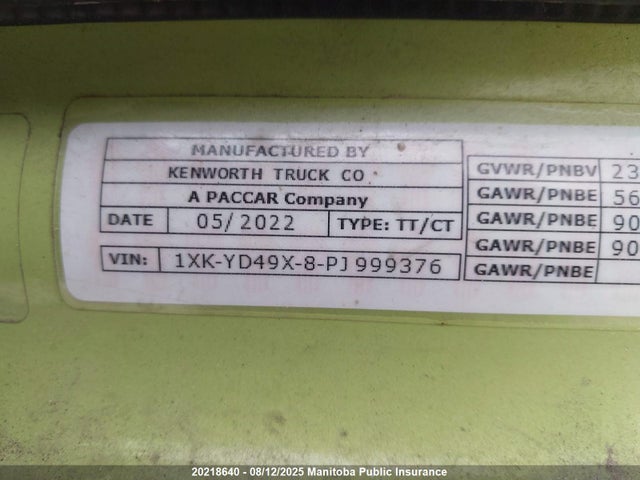 1XKYD49X8PJ999376 Kenworth Isx / X15