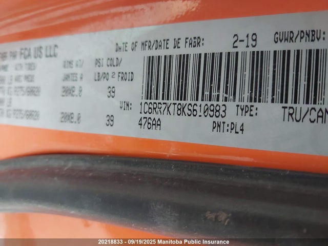 1C6RR7KT8KS610983 Dodge 1500