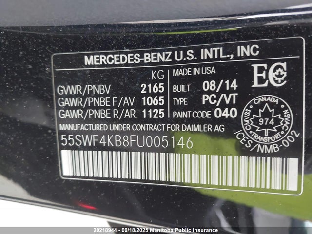 Mercedes Benz c-class 2015 55SWF4KB8FU005146 Image 9