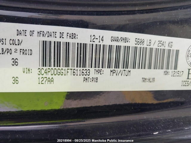 3C4PDDGG1FT611633 Dodge Journey