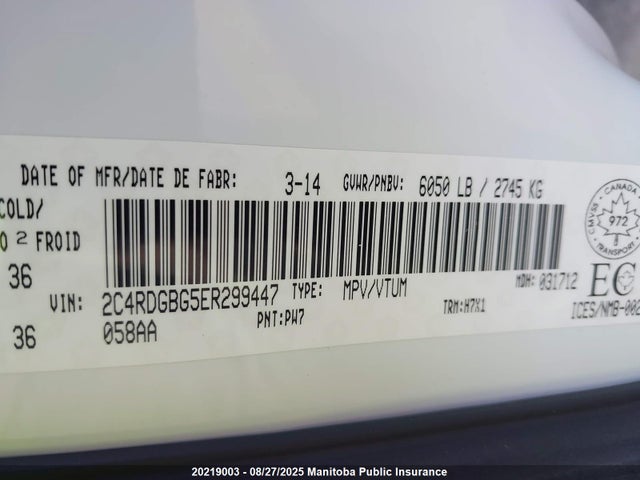 2C4RDGBG5ER299447 Dodge Grand Caravan
