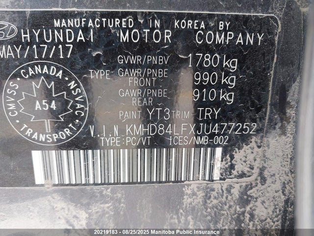 Hyundai mpi nu 2018 KMHD84LFXJU477252 Image 9