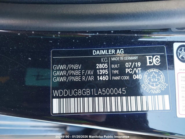 WDDUG8GB1LA500045 Mercedes Benz S560 4matic