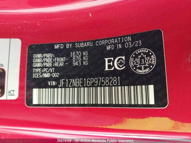 Toyota na 2023 JF1ZNBE16P9758281 Image 9