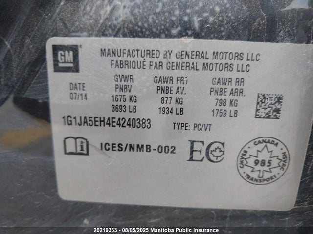 Chevrolet luw 2014 1G1JA5EH4E4240383 Image 9
