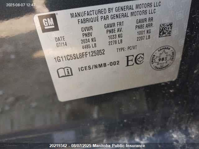 Chevrolet lkw 2015 1G11C5SL8FF125052 Image 9