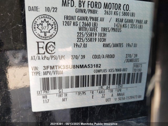 Ford 2022 2022 3FMTK3SU8NMA53182 Image 9