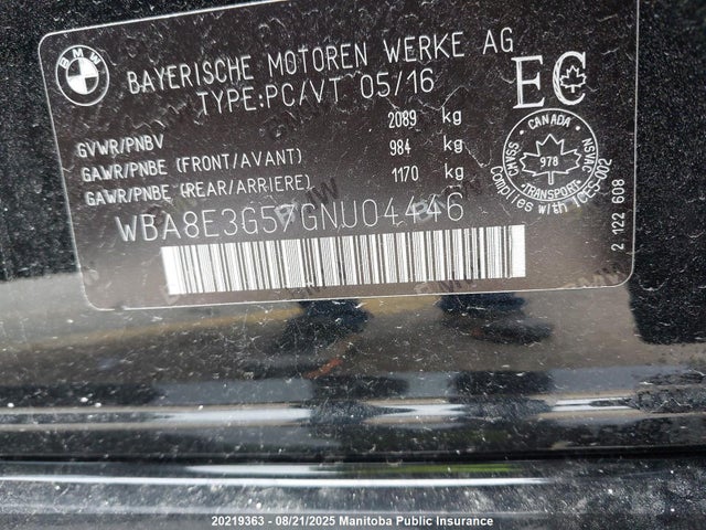 WBA8E3G57GNU04446 BMW 328I