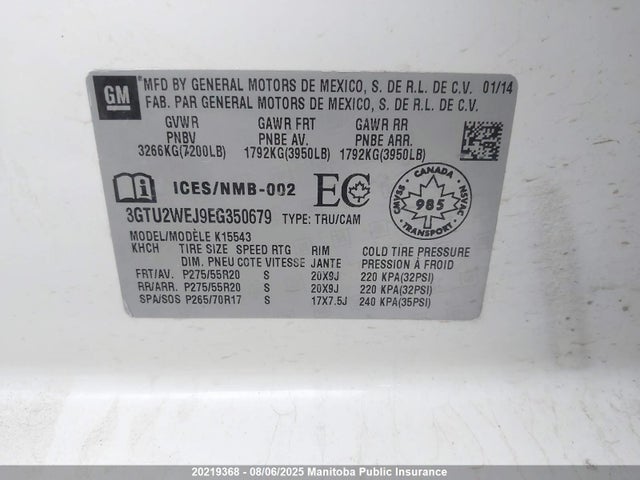 3GTU2WEJ9EG350679 GMC l86 - vvt, afm, e85 max, aluminum
