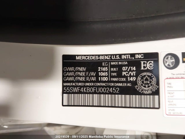 Mercedes Benz c-class 2015 55SWF4KB0FU002452 Image 9
