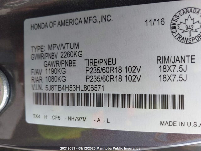 5J8TB4H53HL806571 Acura j35z2