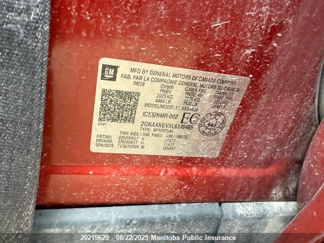 2GNAXKEVXL6149485 Chevrolet lyx - direct injection, vvt, fgt, turbo, alum, gen1