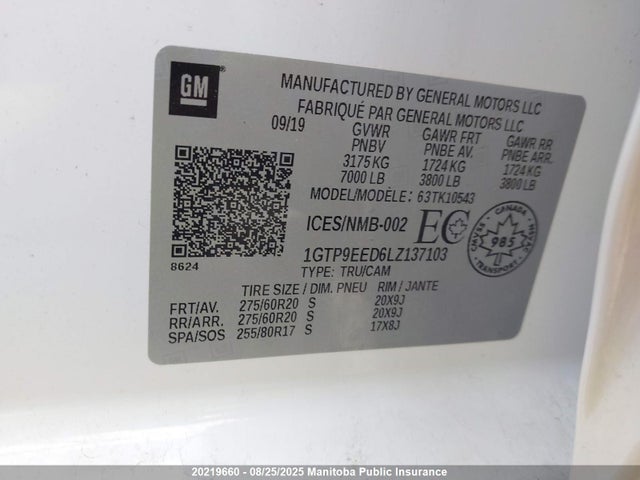 1GTP9EED6LZ137103 GMC l84 - di, dfm, alum, gen 5, var 2