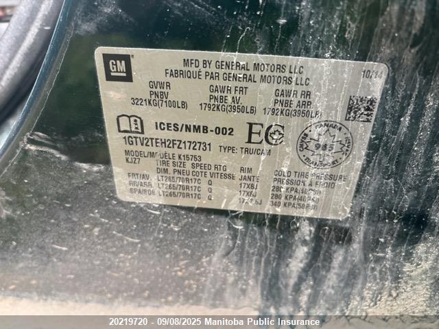 GMC lv3 - vvt, aluminum, e85 max 2015 1GTV2TEH2FZ172731 Image 9