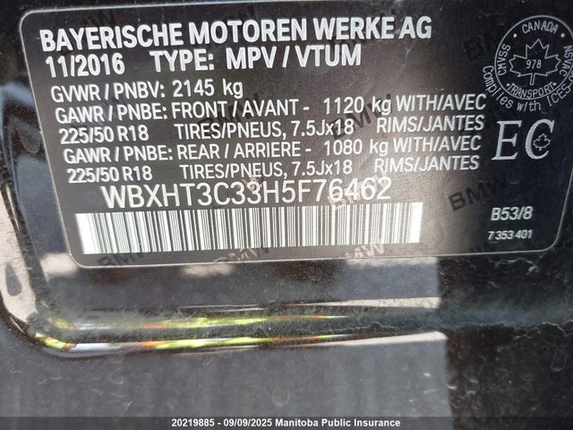 WBXHT3C33H5F76462 BMW X1