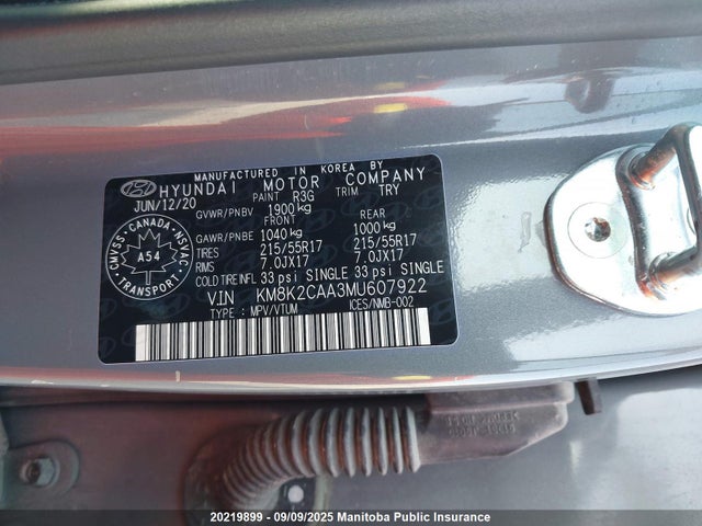 Hyundai mpi nu 2021 KM8K2CAA3MU607922 Image 9