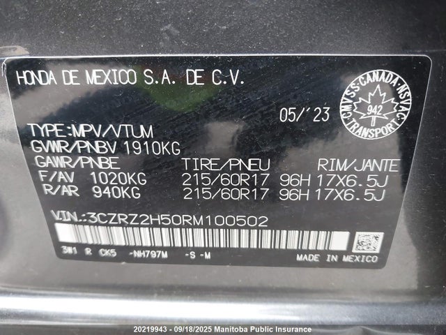 3CZRZ2H50RM100502 Honda k20z5