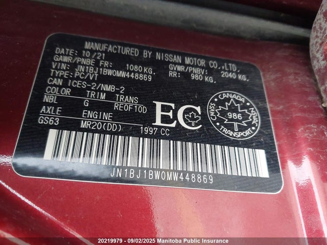 JN1BJ1BW0MW448869 Nissan ROGUE SPORT