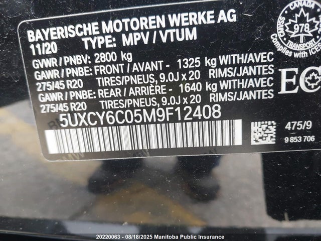 5UXCY6C05M9F12408 BMW X6