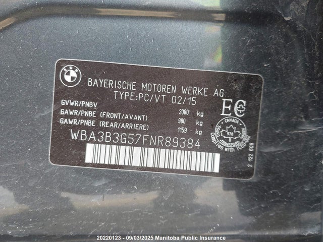 BMW 328I 2015 WBA3B3G57FNR89384 Image 9
