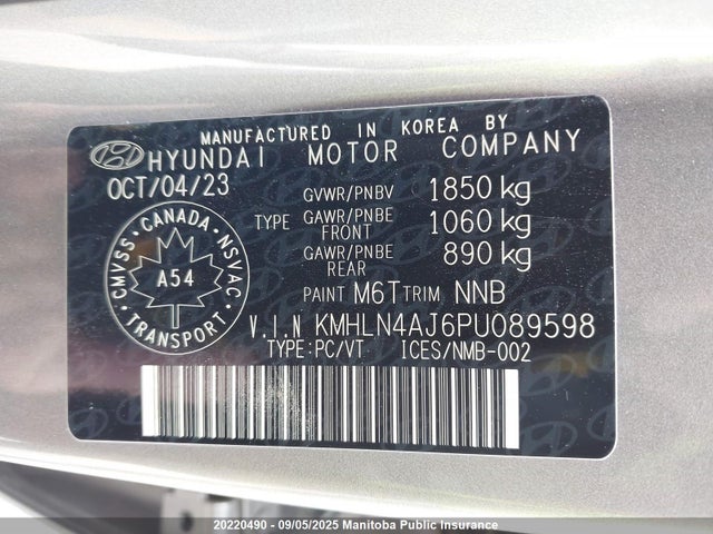KMHLN4AJ6PU089598 Hyundai gdi kappa