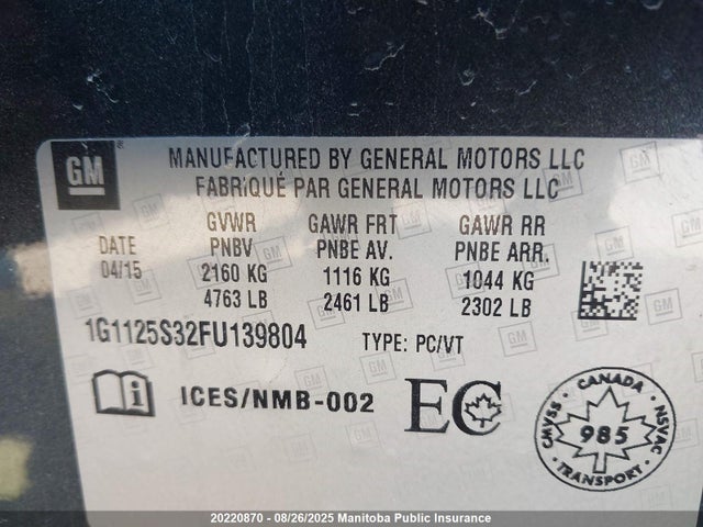 1G1125S32FU139804 Chevrolet lfx