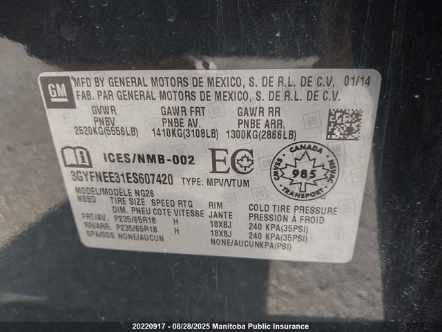 Cadillac lfx - vvt, e85 max, aluminum 2014 3GYFNEE31ES607420 Image 9