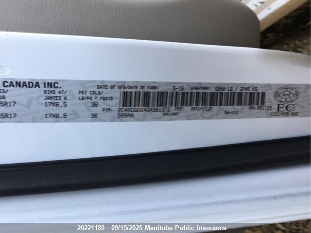 2C4RDGDG4GR361372 Dodge Grand Caravan