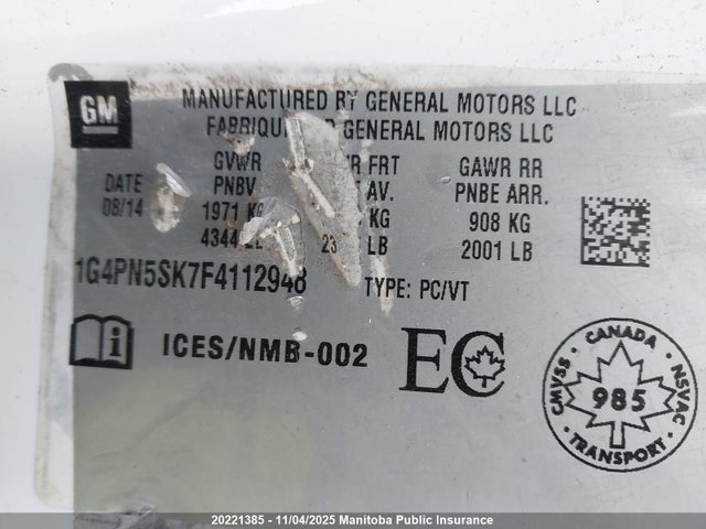 1G4PN5SK7F4112948 Buick lea