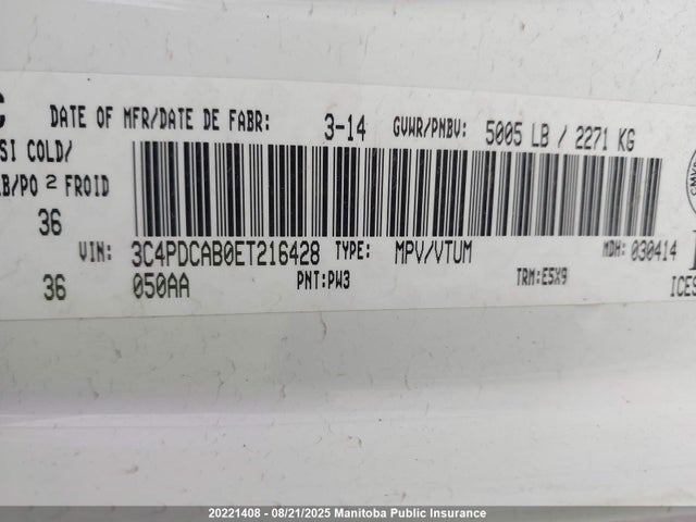3C4PDCAB0ET216428 Dodge Journey