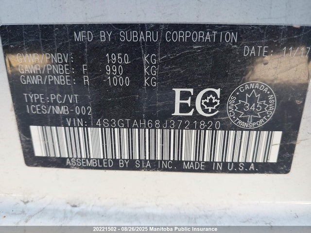 4S3GTAH68J3721820 Subaru Impreza